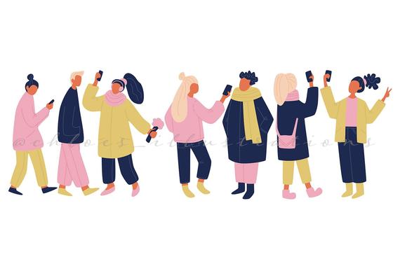 570x380 Vector Social Media People Clip Art Modern Png Etsy