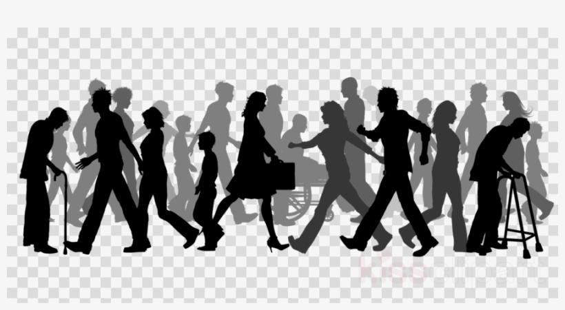 820x450 Download Group Of People Walking Silhouette Clipart