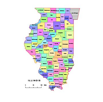 360x354 Editable Royalty Free Map Of Il Color In Vector Graphic