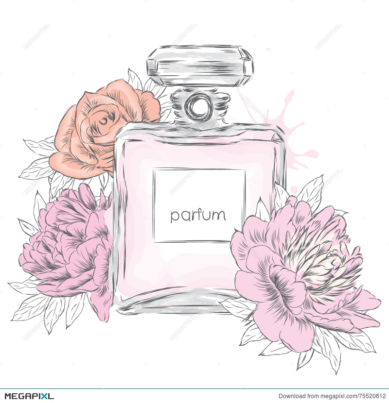 800x830 Perfume Bottle And Flowers Vector Perfume Bottle And Flowers