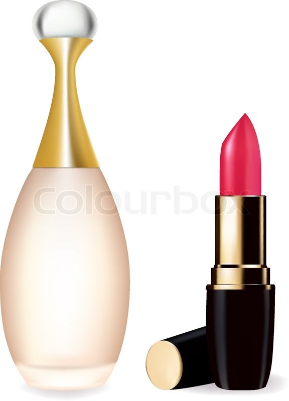 576x800 Red Lipstick And Perfume Bottle Stock Vector Colourbox