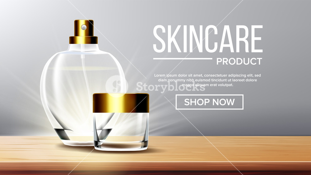 1000x563 Cosmetic Glass Product Vector Perfume, Essence Oil, Water