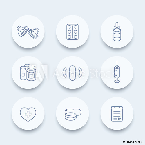 500x500 Medicine, Drugs, Pills, Pharmaceutics Line Icons, Supplements