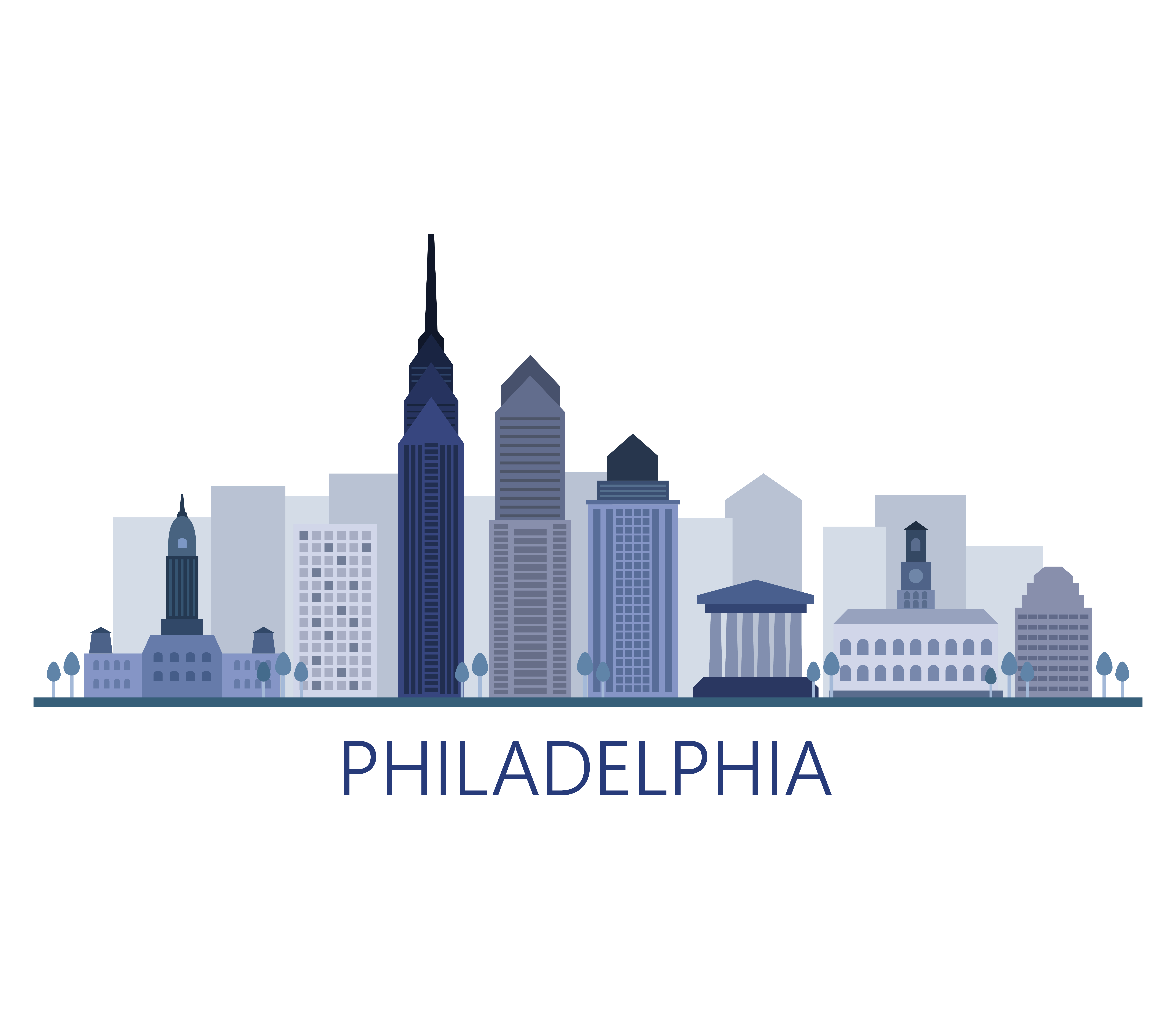 8000x7000 Philadelphia Skyline Free Vector Art