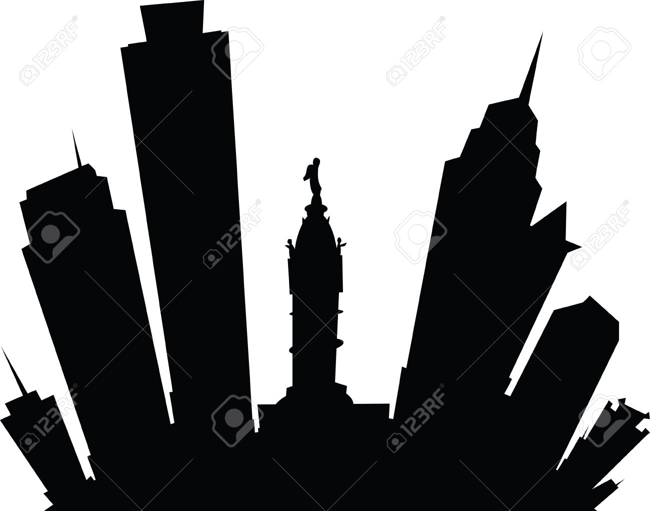 1300x1021 Philadelphia Skyline Silhouette Vector Free