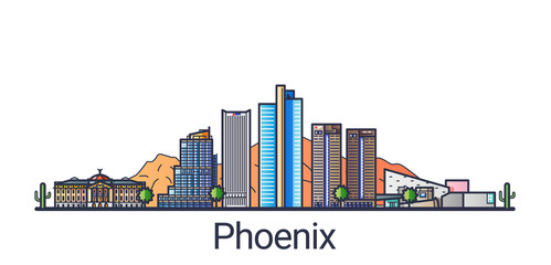 499x240 Linear Banner Of Phoenix City All Buildings