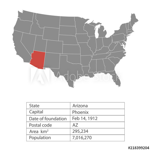 500x500 States Of America Territory On White Background Arizona Separate