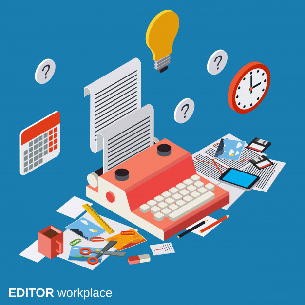 626x626 Editor Workplace Flat Isometric Vector Concept Illustration Vector