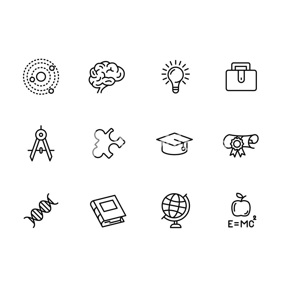 1000x1000 Simple Set Science, Education And Research Vector Line Icon