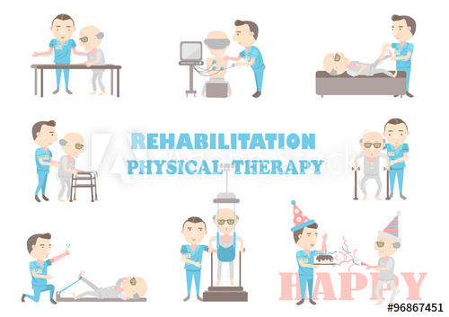 500x353 The Physical Therapy Is Working Caregivers Cartoon Vector