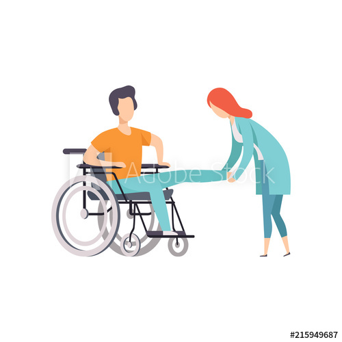 500x500 Female Doctor Helping Woman Sitting On Wheelchair, Medical
