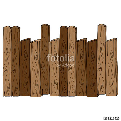 500x500 Wooden Fence Vector Of A Fence Made Of Wooden Planks Hand Drawn