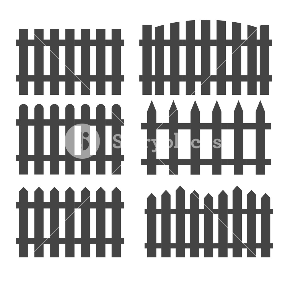 1000x1000 Fence Barrier Set, Wooden Plank Fences Vector Royalty Free Stock