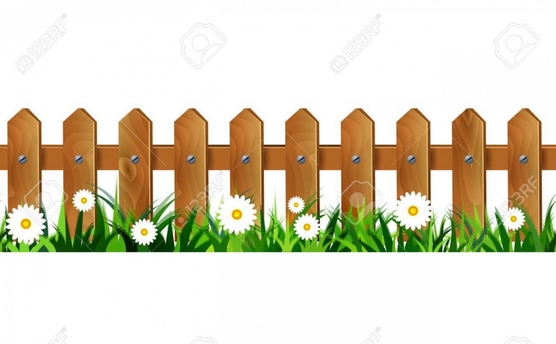 1872x1159 Photostock Vector Green Grass And Wooden Fence Seamless Isolated