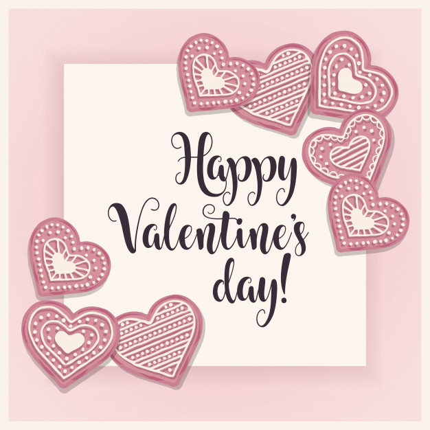626x626 Valentine's Day Card With Pik Cookies Vector Premium Download