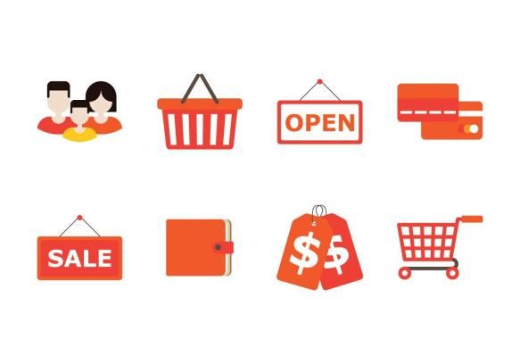 583x408 Family And Shopping Set Flat Icon Free Vector Free Pik