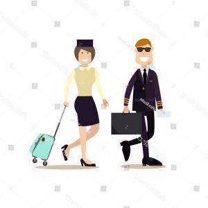 300x300 Photostock Vector Pilot Stewardess Flight Attendance Cabin Crew