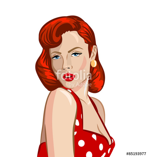 471x500 Pin Up Ginger Woman Vector Illustration Stock Image And Royalty