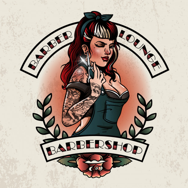 626x626 Pin Up Girl Barbershop Vector Premium Download