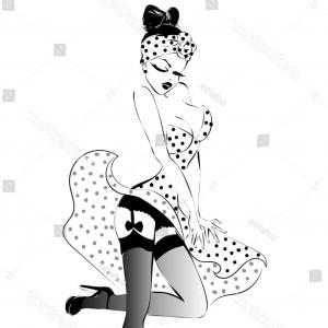 300x300 Sexy Pinup Girl Lingerie Vector Illustration Studiogrfx
