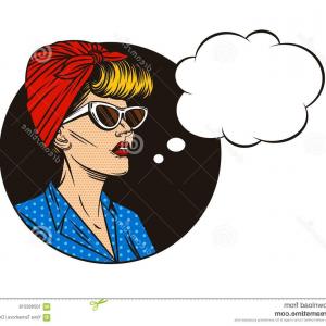 300x300 Vector Pin Up Girl Speech Bubble Portrait Young Woman Comic Pop