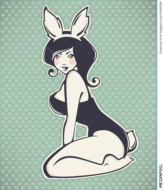 692x800 Vector Pinup Girl In Rabbit Costume Illustration