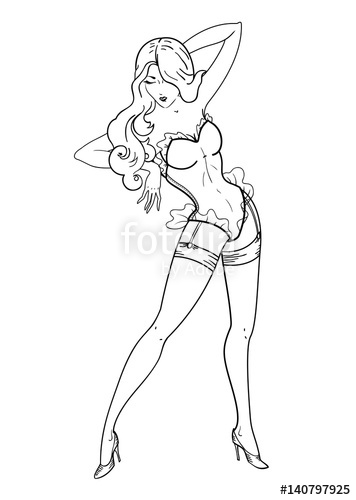 356x500 Vector Pin Up Classic Sexy Girl In Lingerie Isolated On White