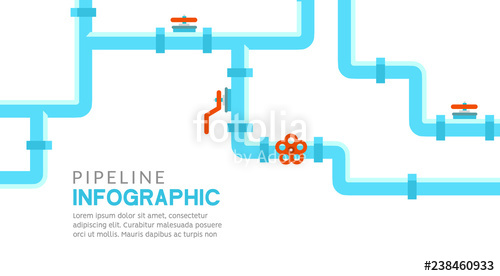 500x276 Pipeline Infographic Oil, Water Or Gas Flat Valve Vector Design