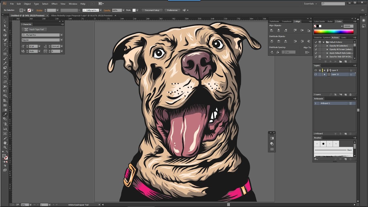 1280x720 How To Draw A Pitbull In Illustrator Timelapse Vector Illustration