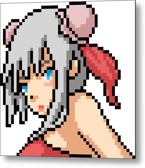 493x572 Vector Pixel Art Anime Girl Isolated Cartoon Metal Print