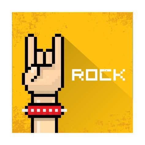 473x473 Vector Pixel Art Hand Sign Rock N Roll Music Art