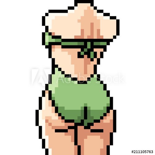 500x500 Vector Pixel Art Woman Swimsuit
