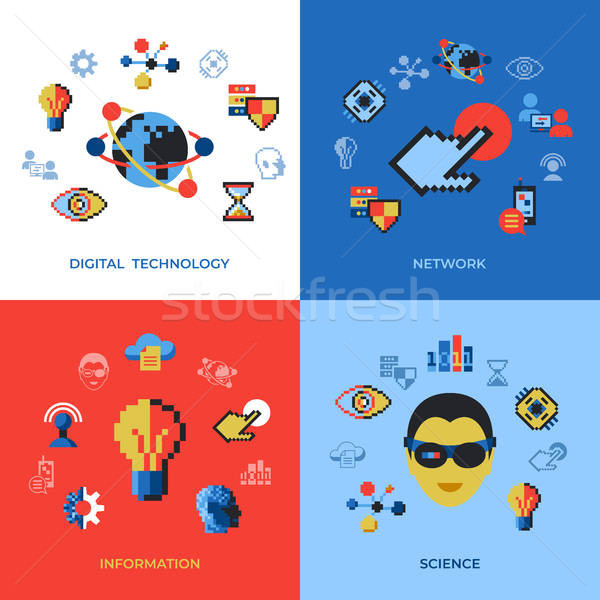 600x600 Digital Vector Pixel Art Digital Technology Vector Illustration