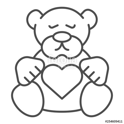 500x500 Teddy Bear Thin Line Icon Plush Toy Vector Illustration Isolated