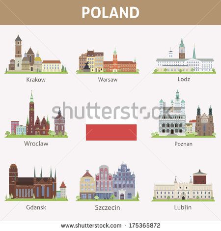 450x470 Poland Symbols Of Cities Vector Set