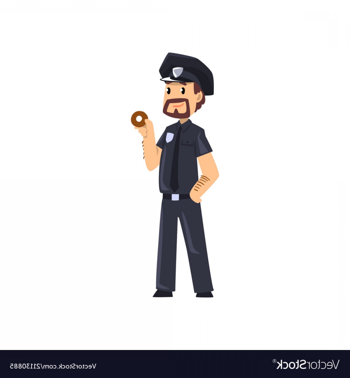 1200x1296 Police Officer Standing With Donut Policeman Vector Handandbeak
