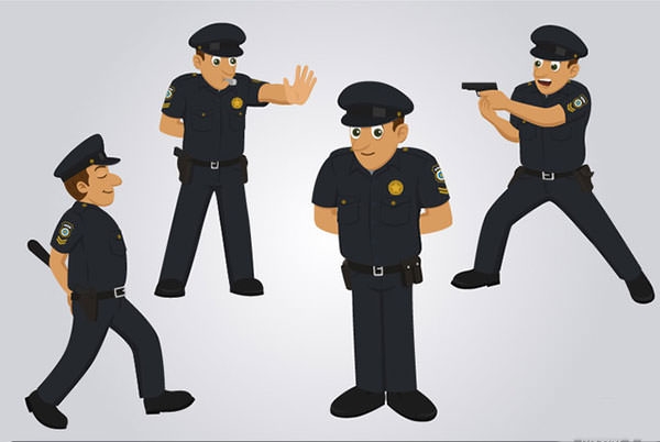 600x402 Free Vector Police Cartoon Clipart