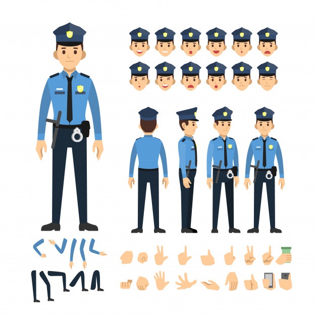 626x626 Police Man Character Set Vector Premium Download