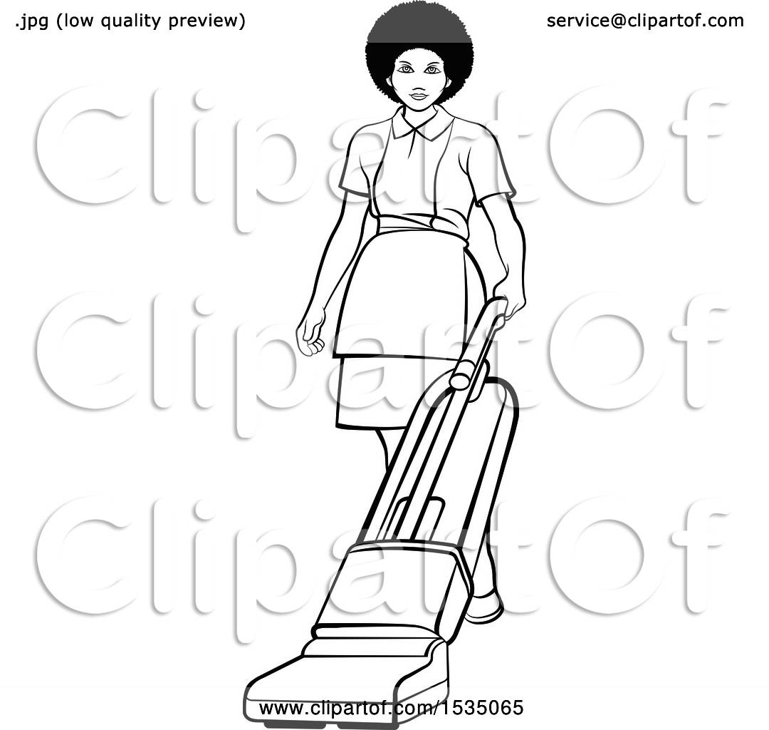Clipart Of A Black And White Housekeeper Using A Vacuum Or Floor 1080x1024 Clipart Of A Black And White Housekeeper Using A Vacuum Or Floor
