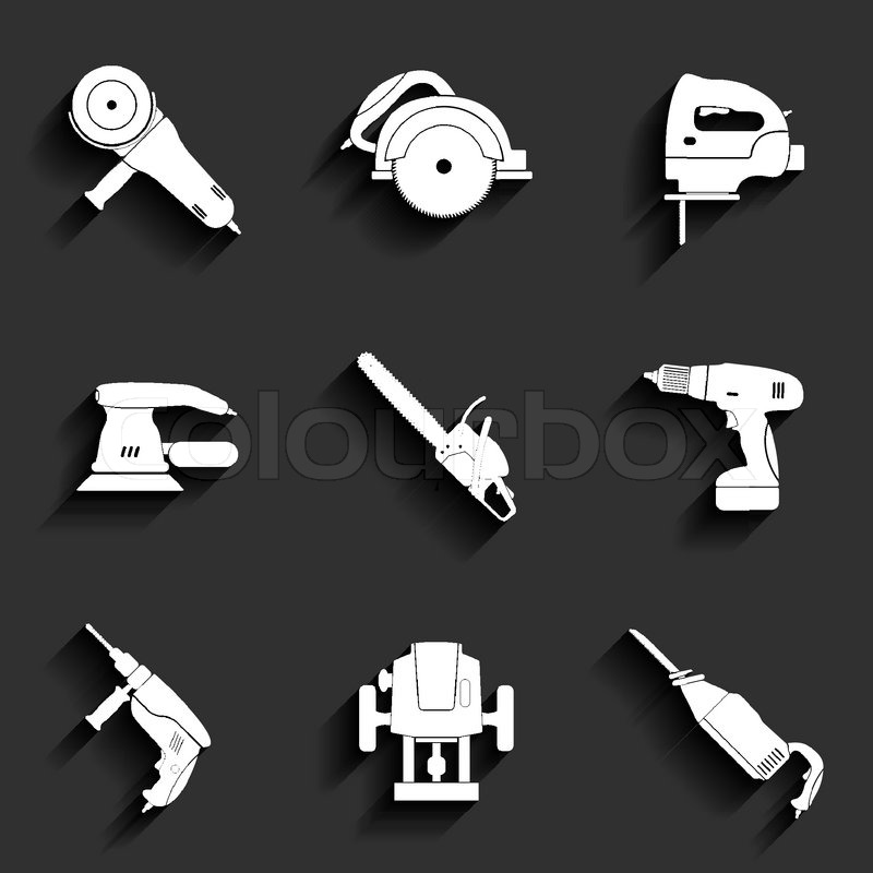 800x800 Electric Tool Flat Vector Icons Set Stock Vector Colourbox