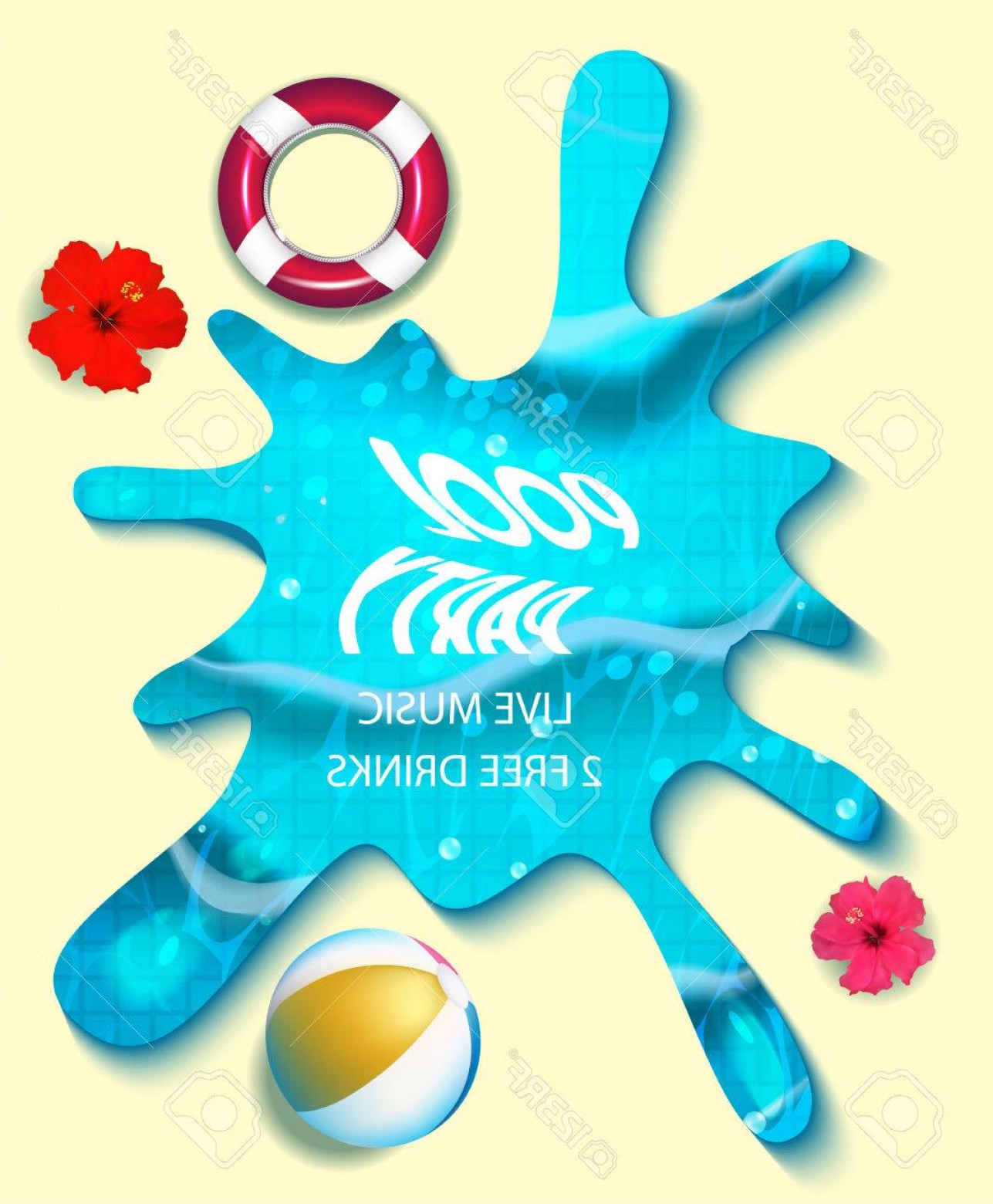 1287x1560 Photostock Vector Pool Party Composition In Water Splash Vector