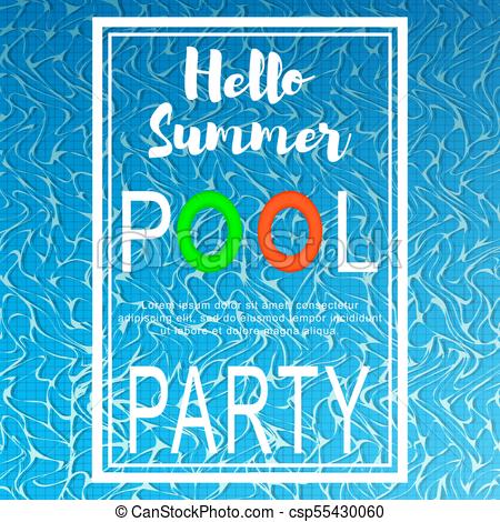 450x470 Vector Pool Party Poster Template With Hello Summer Text Lettering