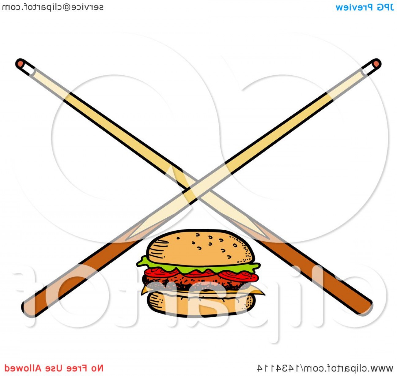 1296x1228 Cartoon Hamburger And Crossed Billiards Pool Cue Stick Handandbeak