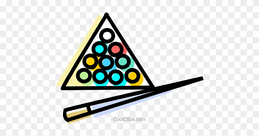 840x441 Billiards Balls And Pool Cues Royalty Free Vector Clip