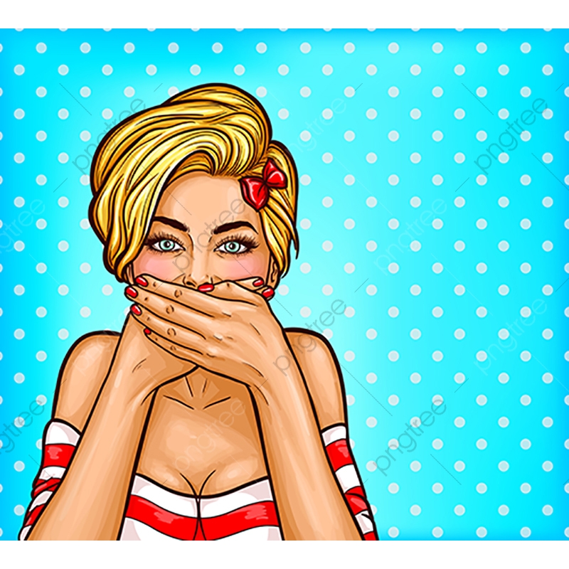 Vector Pop Art Excited Blond Woman Covering Her Mouth With Her H 800x800 Vector Pop Art Excited Blond Woman Covering Her Mouth With Her H