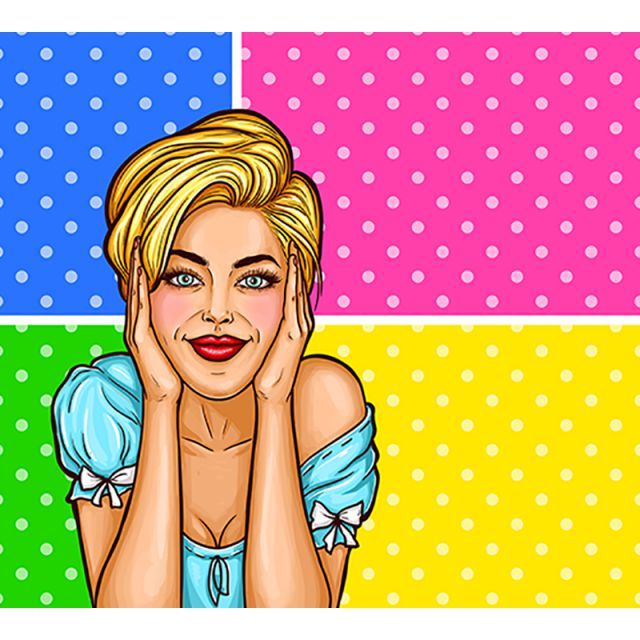 640x640 Vector Pop Art Woman Dreaming, Woman, Beautiful, Pop Art Png