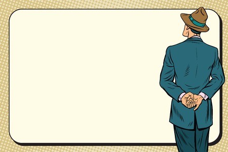 450x300 Retro Man Back Near The Billboard, Pop Art Vector Illustration