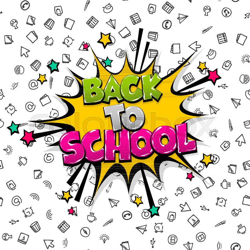 800x800 Back To School Comic Text Pop Art Stock Vector Colourbox