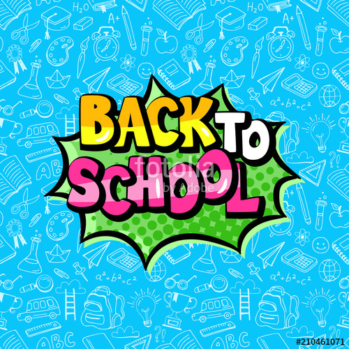500x500 Back To School Pop Art Comics Cartoon Typography Stock Image