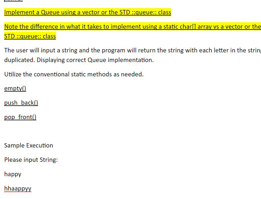 891x680 Solved Implement A Queue On A Char Array Do Not Use Queu